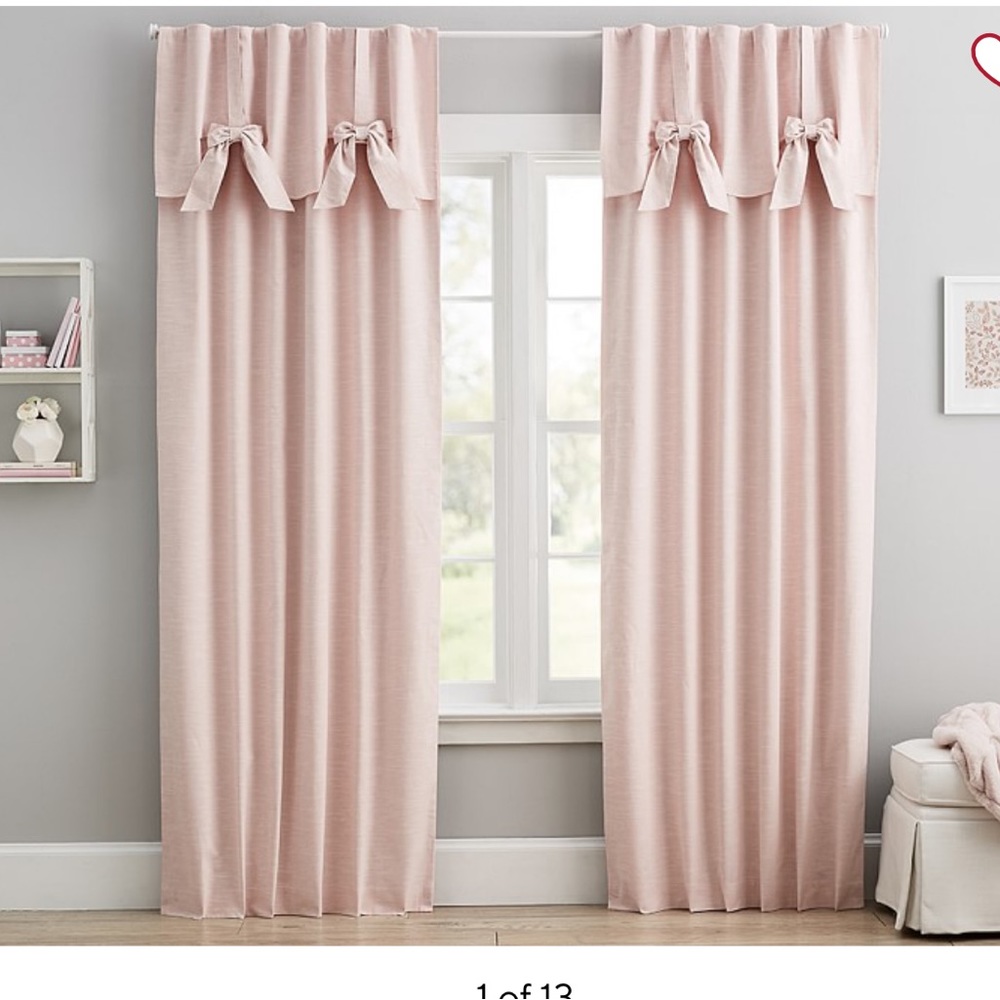 Pottery Barn Evelyn Linen Blend Bow Valance Blackout curtains (2 panels)